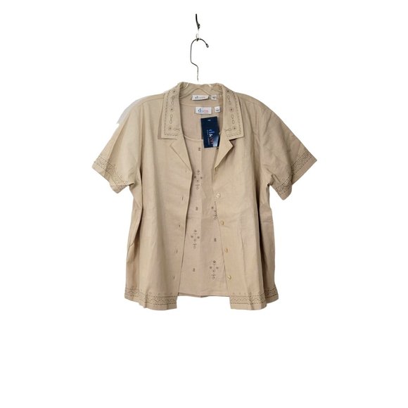 Denim & Company Tops - D & Co. Two Piece Embroidered Linen Blend Tank Top and Blouse Set NWT